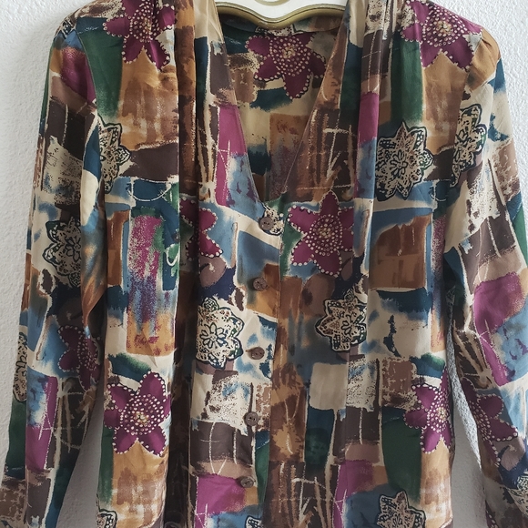 Vintage Nora Noh Silk 100 % Longsleeve Blouse - Picture 8 of 13